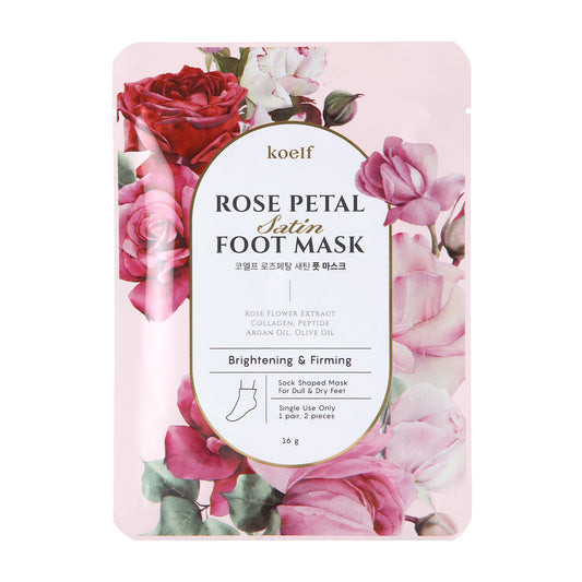 PETITFEE koelf Rose Petal Satin Foot Mask (5 pairs) - Intensive Nourishing Socks, Rose Scented Foot Repair Masks with Peptide, Collagen, Shea Butter, Foot Treatment