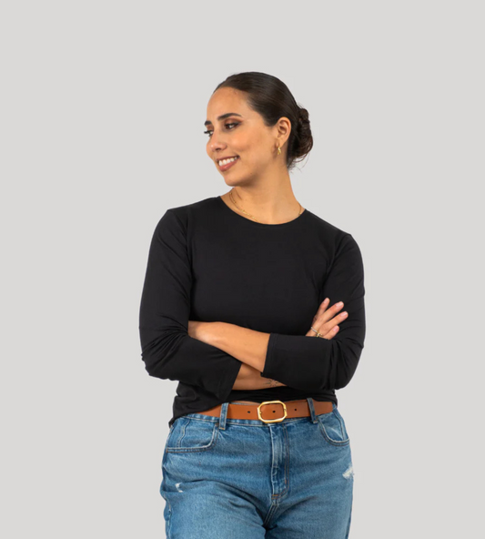 VENEVA Peruvian Pima Cotton WOMEN Luxury BONNIE T-Shirt - Long Sleeve (Crew Neck)