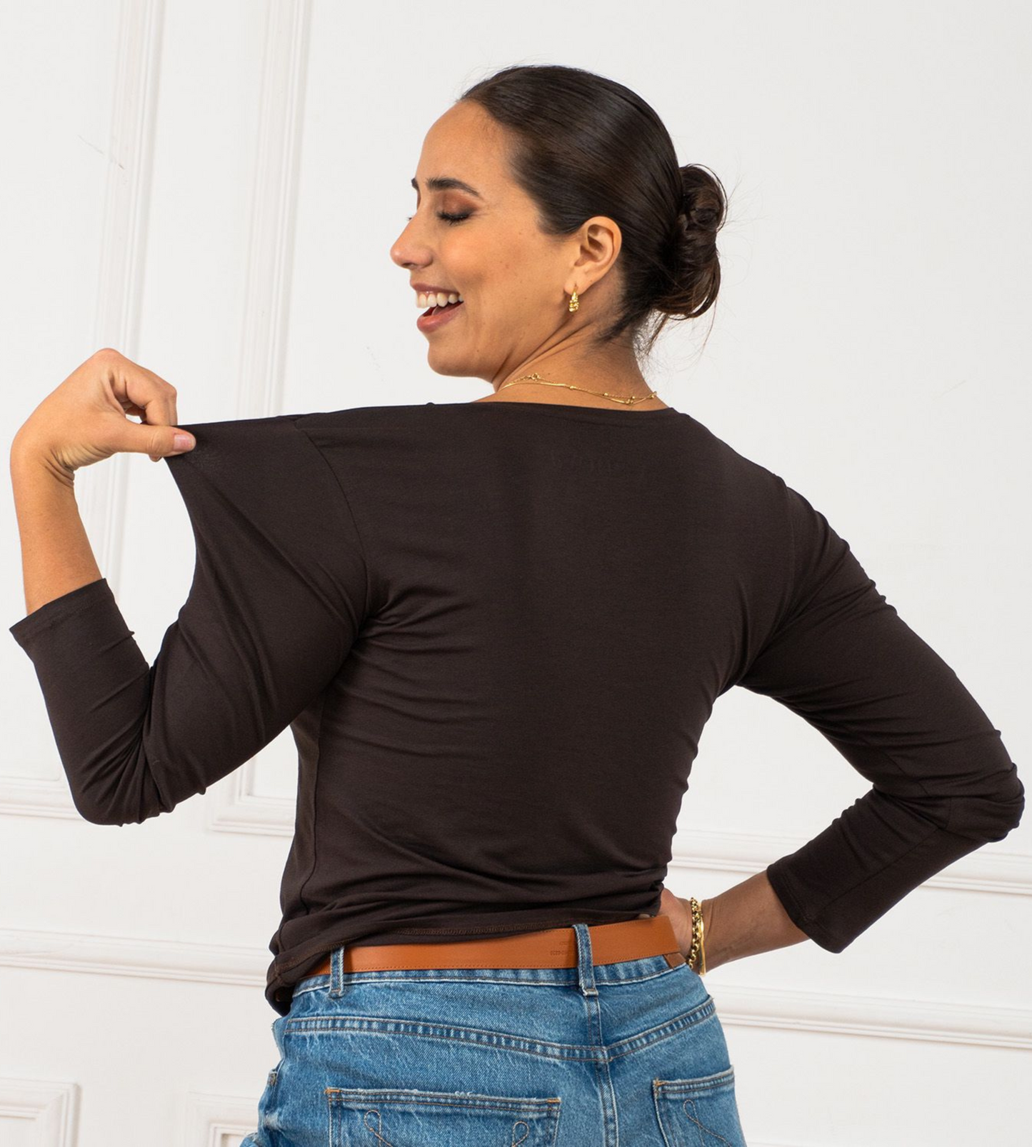VENEVA Peruvian Pima Cotton WOMEN Luxury BONNIE T-Shirt - Long Sleeve (Crew Neck)